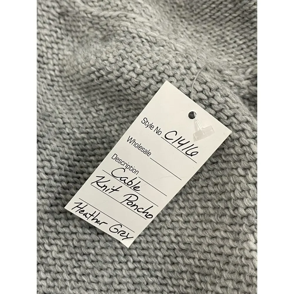 Cejon Poncho Scarf Womens Knit Heather Gray Winter Warm Shawl A10